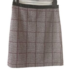 Ann Taylor Plaid Mini Skirt Burgundy Size 4